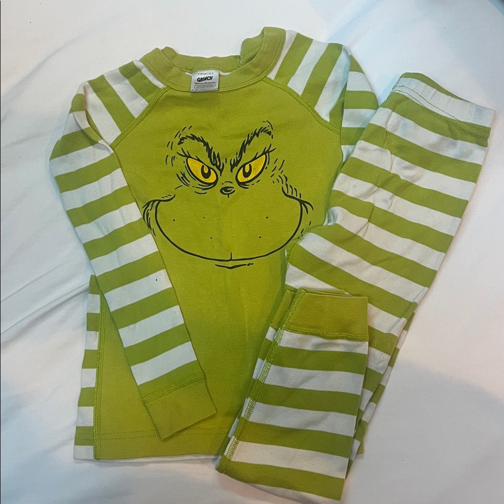 Hanna Andersson Grinch Long-Sleeve Green and White Pajama Set